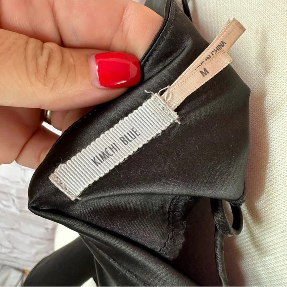 kimchi blue black satin slip top sz medium straps tie in back - Picture 5 of 7